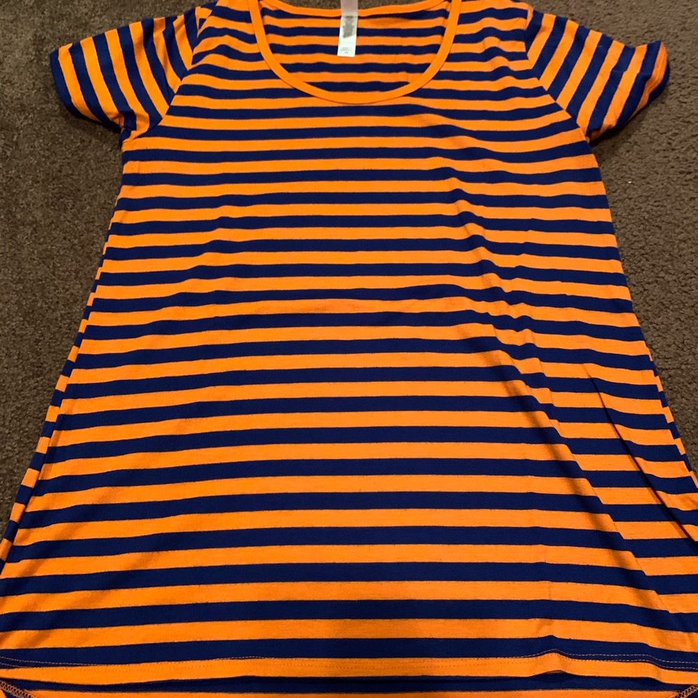 New no Tag XS LuLaRoe Orange/Navy Classic Tee